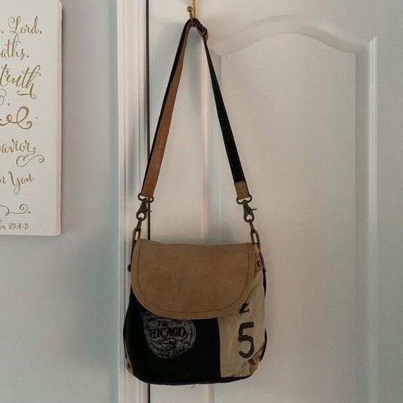 Myra Bag Brown black Chicago distressed Crossbody/Shoulder Bag Genuine Leather - Picture 1 of 16